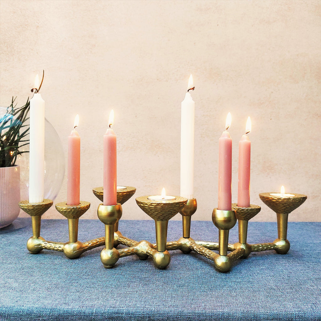 a Deeya Multi candle Centrepiece Candelabra on a table.