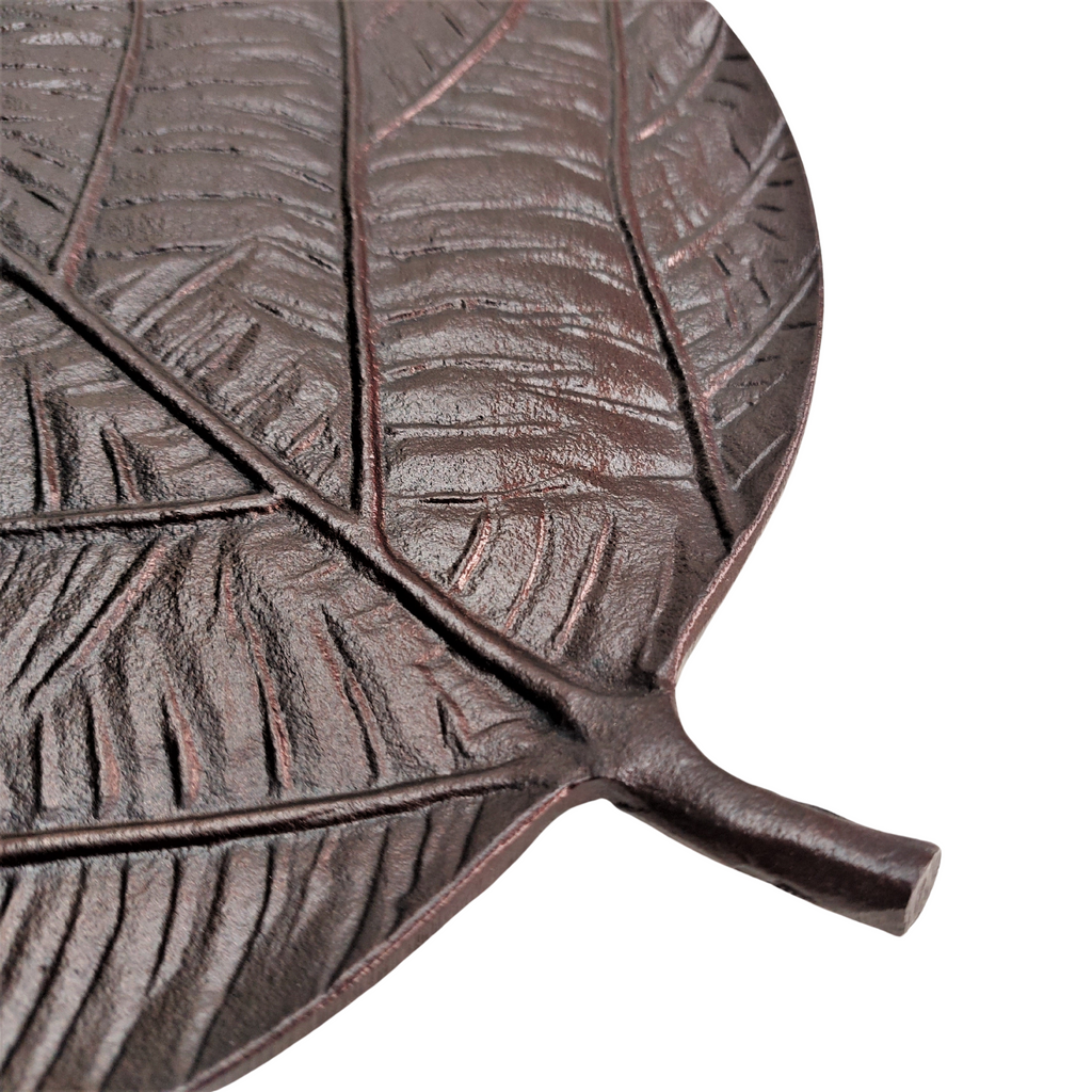 Panna Leaf Decorative Plate in Dark Copper Finish