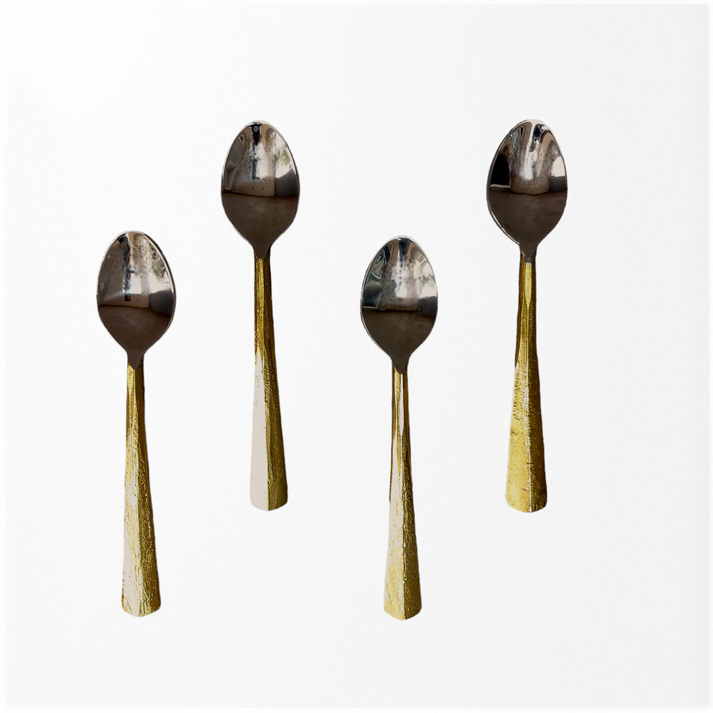 4 Piece Abha Rustic Gold Handcrafted Stainless Steel Teaspoons