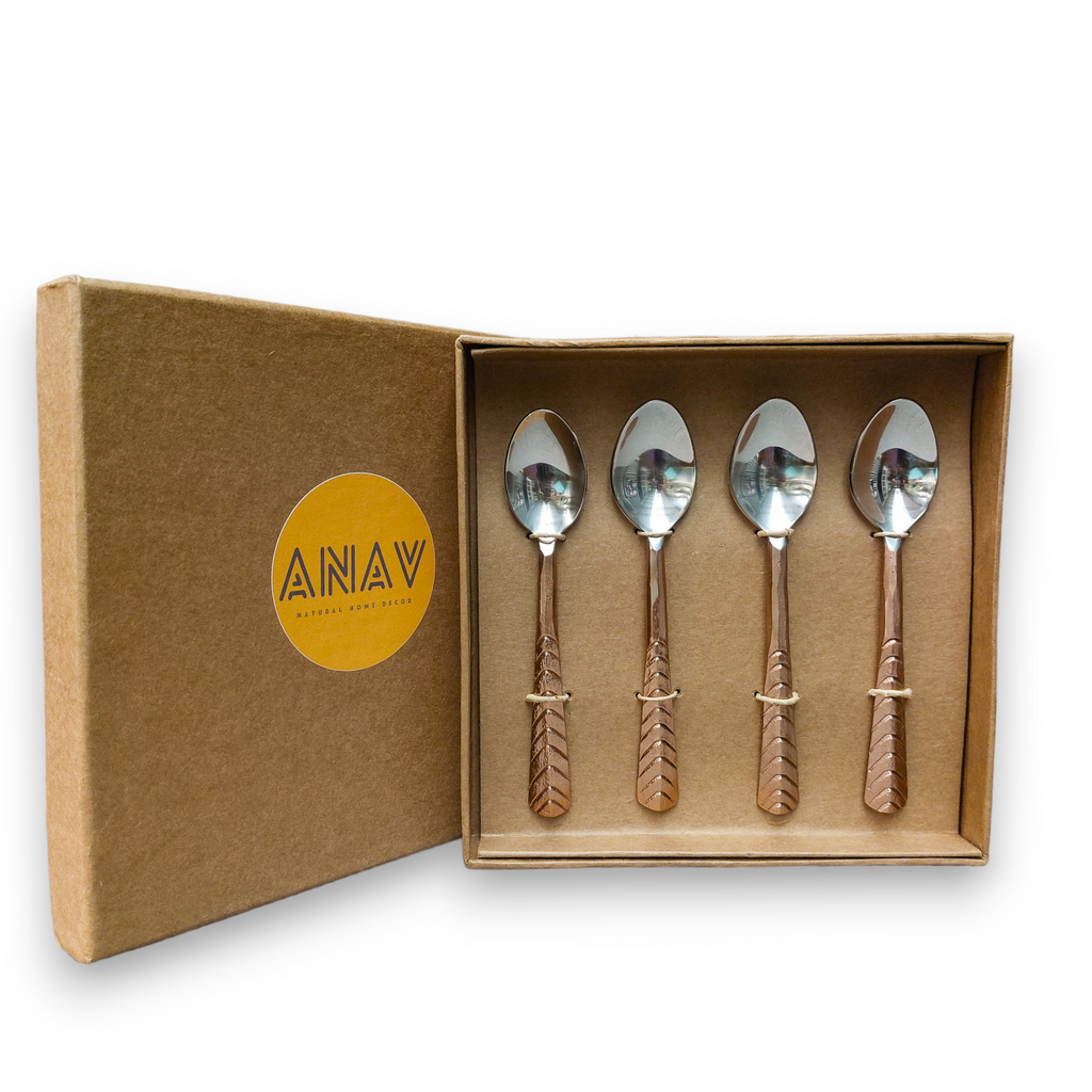 4 Piece Hema Rustic Rose Gold Handcrafted Stainless Steel Teaspoons