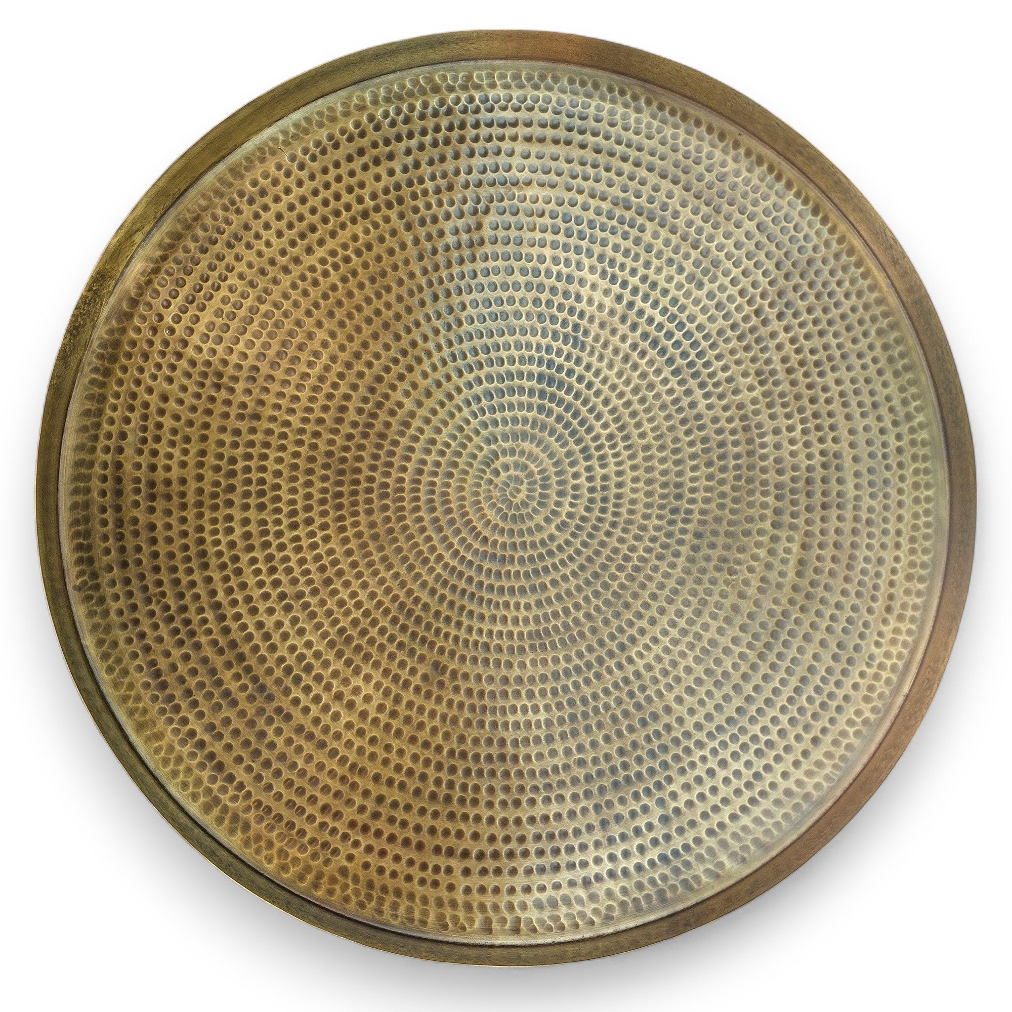 Hammered Solid Brass Round Tray | Anav | Anav