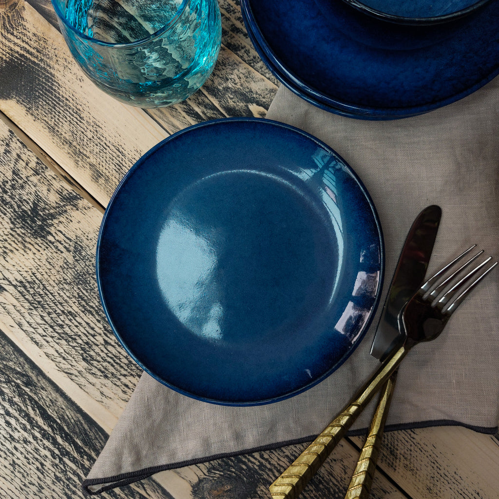 Handcrafted Round Blue Appetizer plate