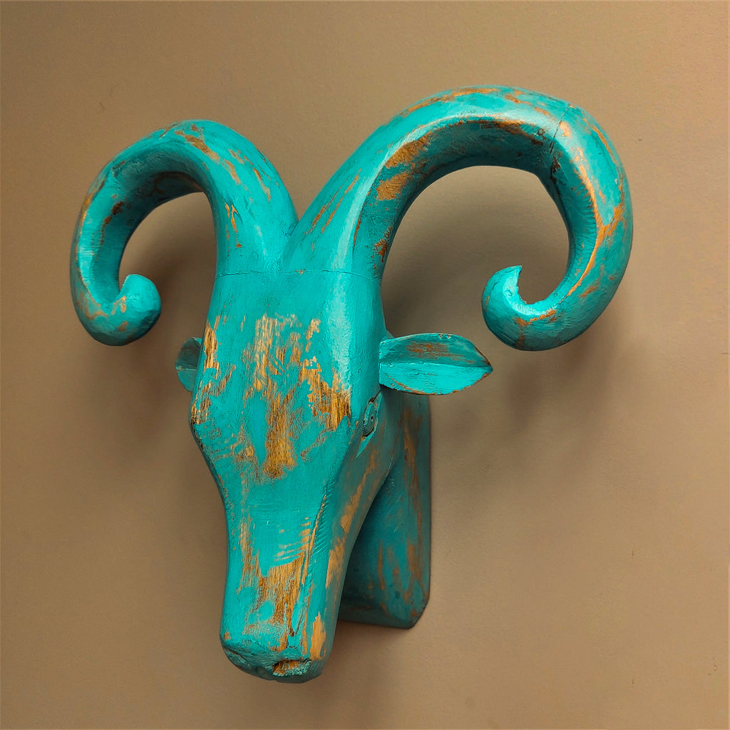 Rustic Handpainted Ram Head - Sample