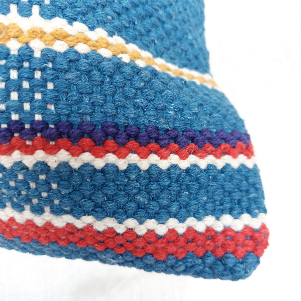 Perfectly Imperfect Jaipur Handwoven Denim Blue Dhurrie Cotton Cushion Cover