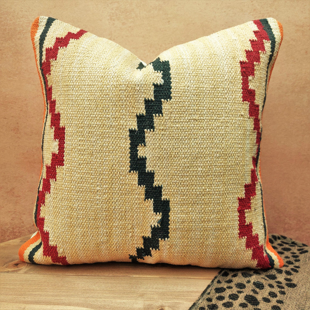 Perfectly Imperfect Jaipur Handwoven Wave Dhurrie Cotton Cushion Cover