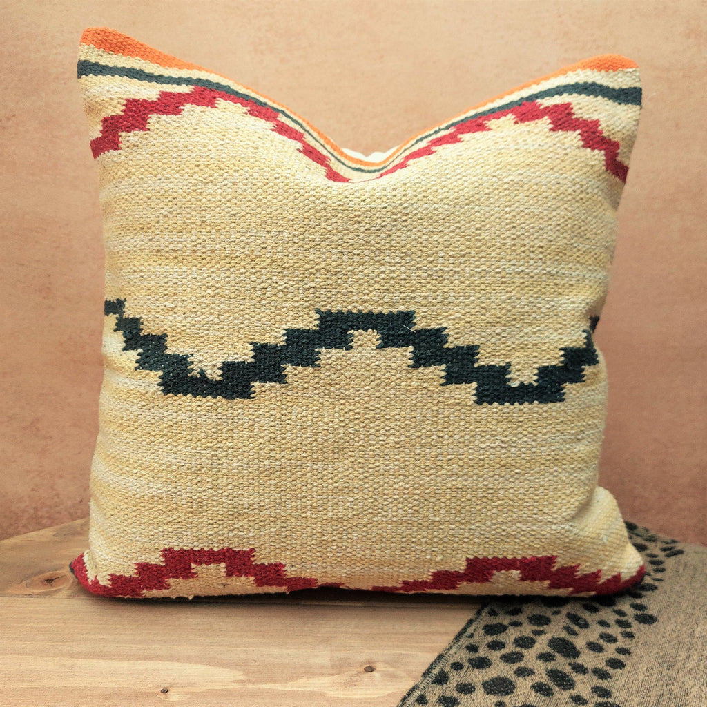 Perfectly Imperfect Jaipur Handwoven Wave Dhurrie Cotton Cushion Cover