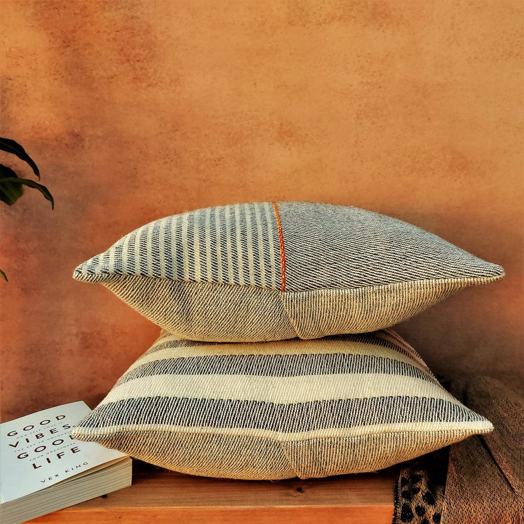 Shruti Two Tone Cotton & Wool Mix Cushion Cover