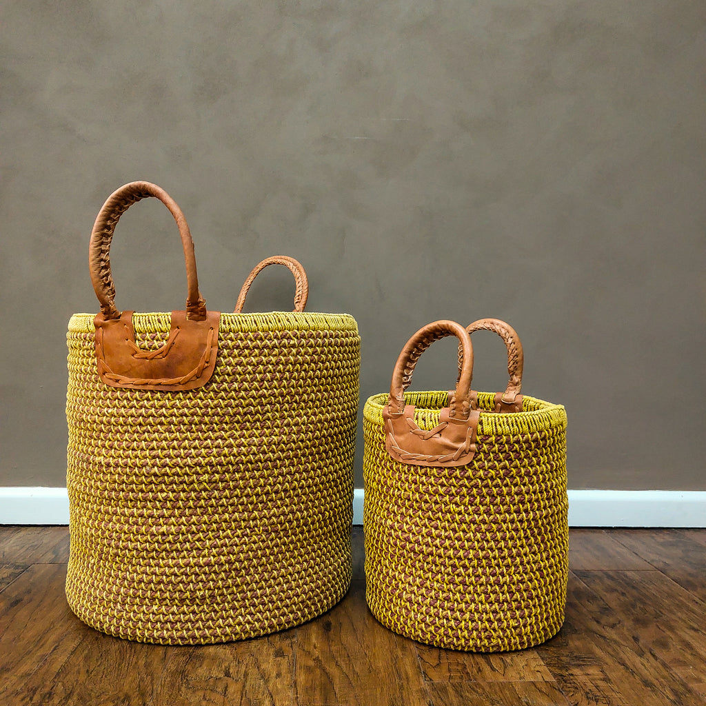 Manjal Mustard Jute and Cotton Coil Basket