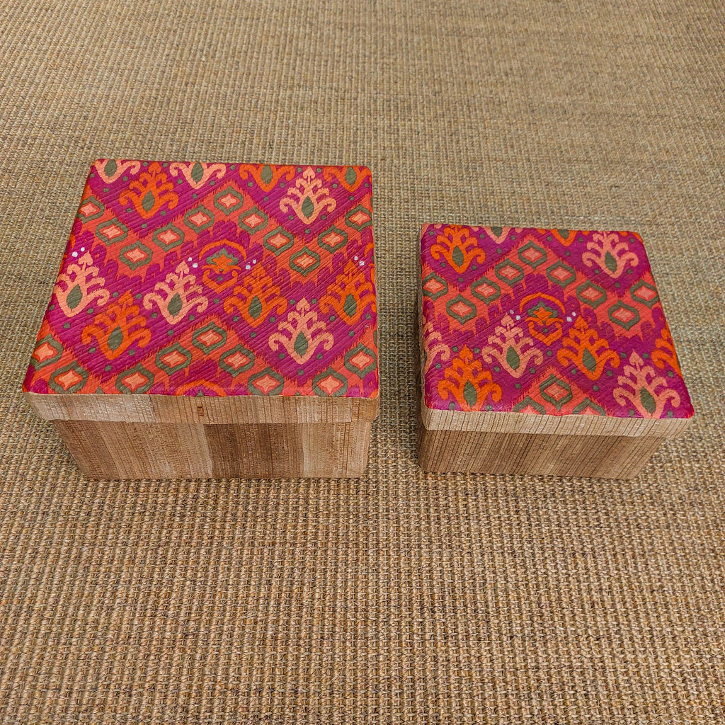 Kela Square Storage box - Pink Rangoli