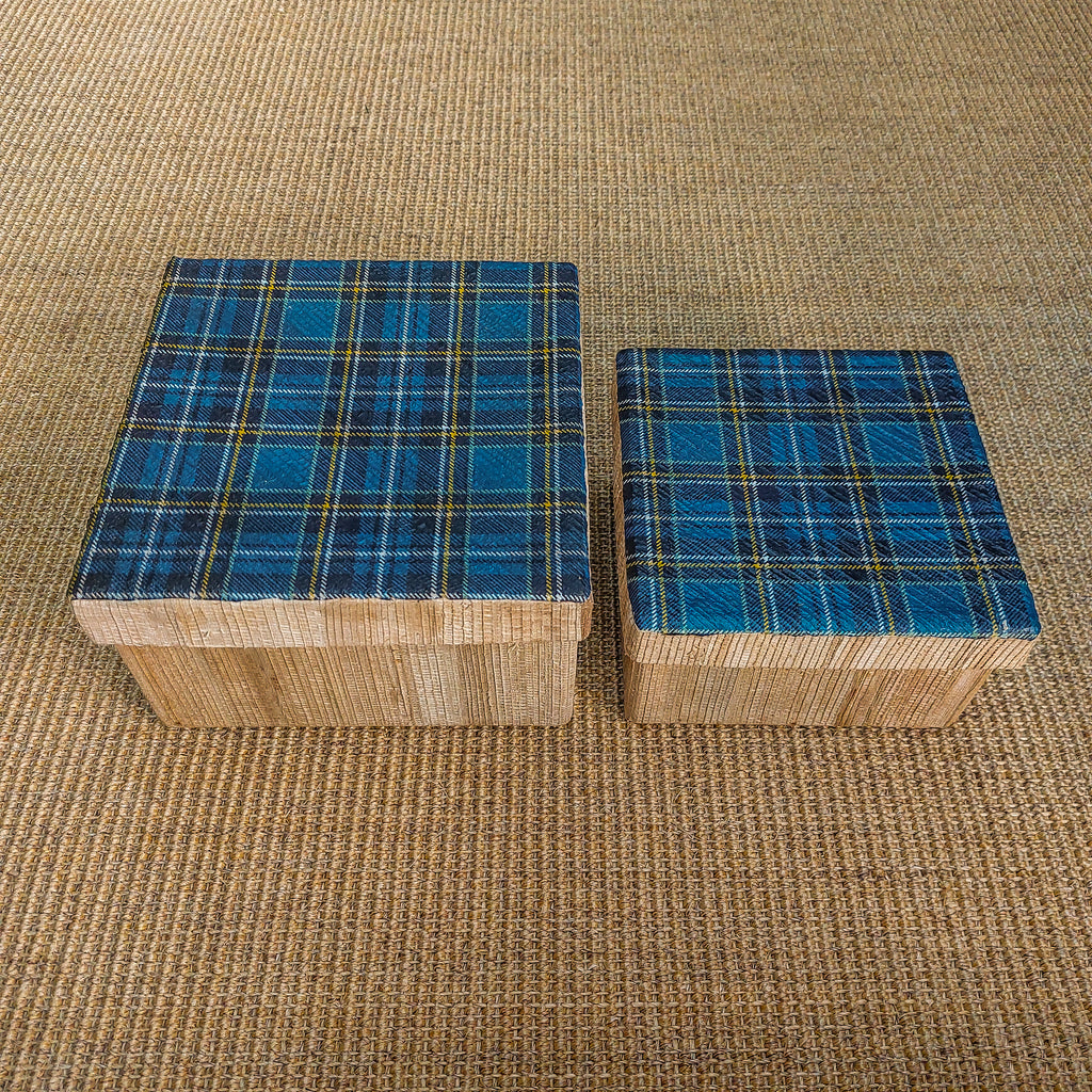 Kela Square Storage box - Blue Tartan