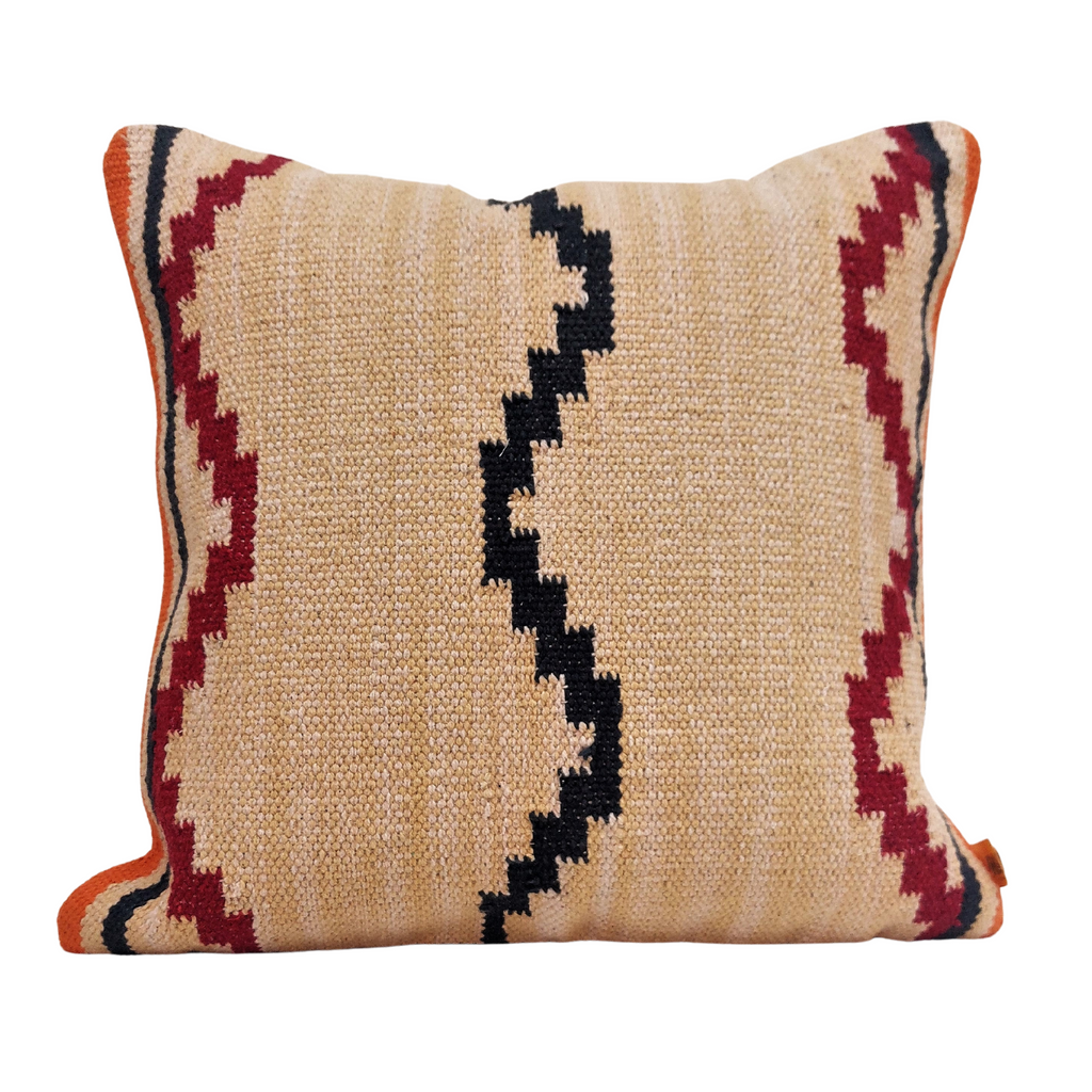 Perfectly Imperfect Jaipur Handwoven Wave Dhurrie Cotton Cushion Cover