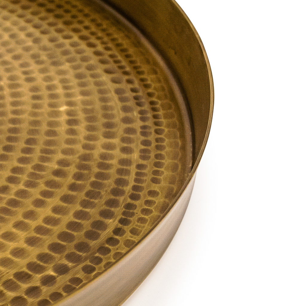 Peetal Hammered Brass Round Tray