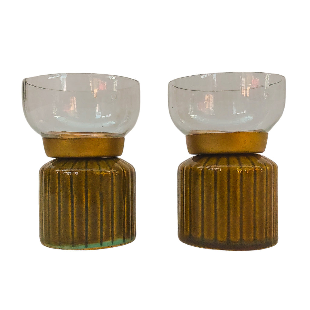 Deepti Glass Bowl Tealight Holders - set of 2