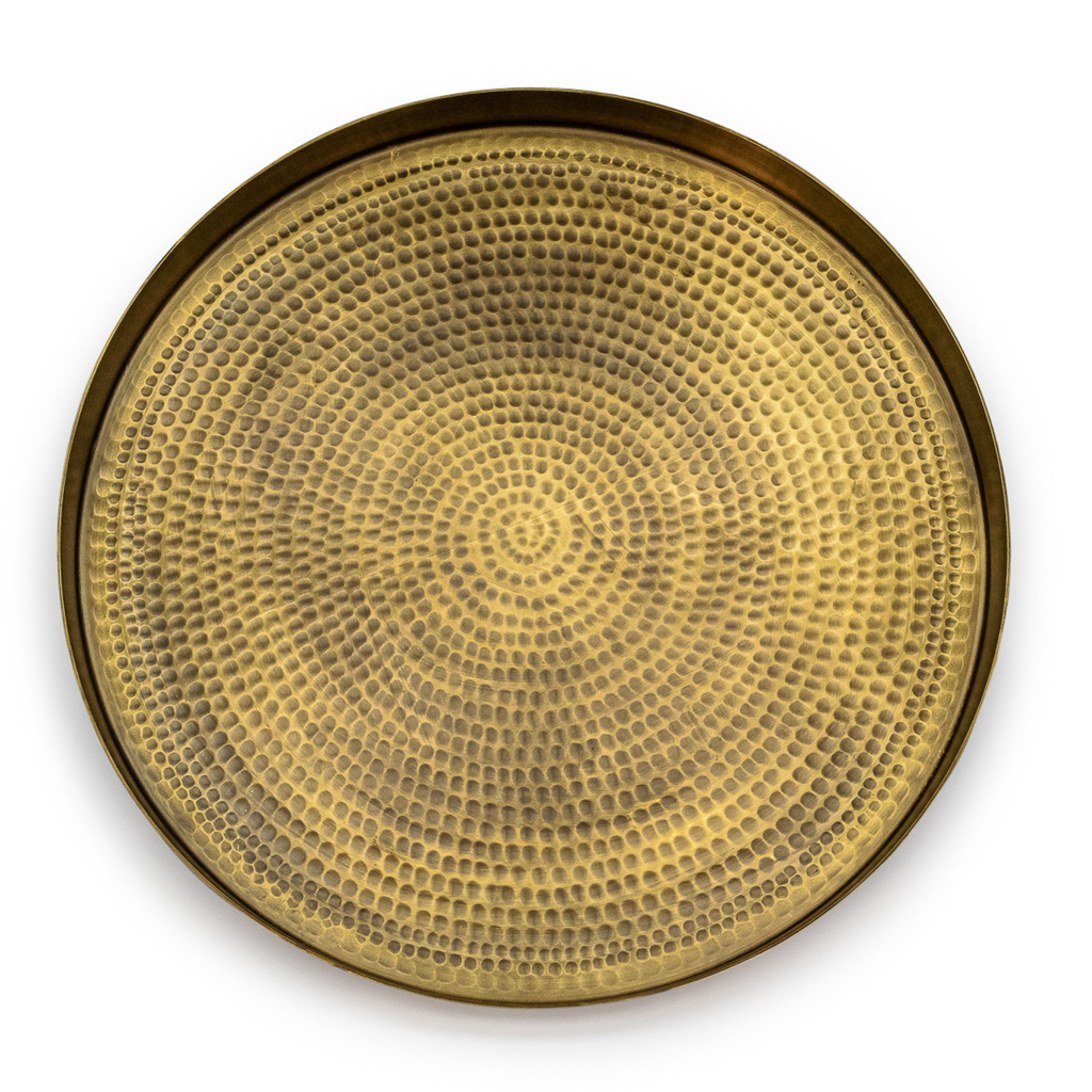 Peetal Hammered Brass Round Tray