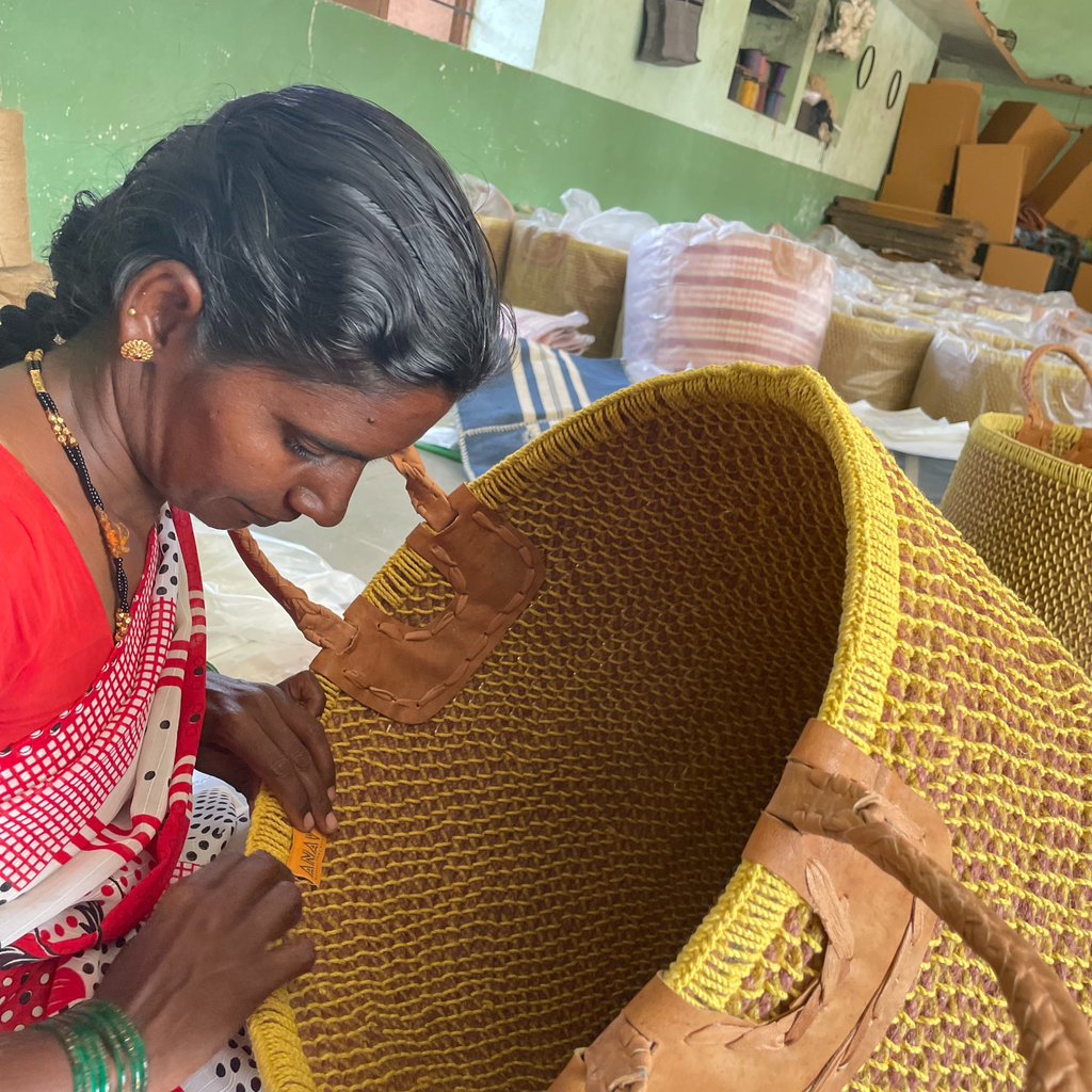 Manjal Mustard Jute and Cotton Coil Basket