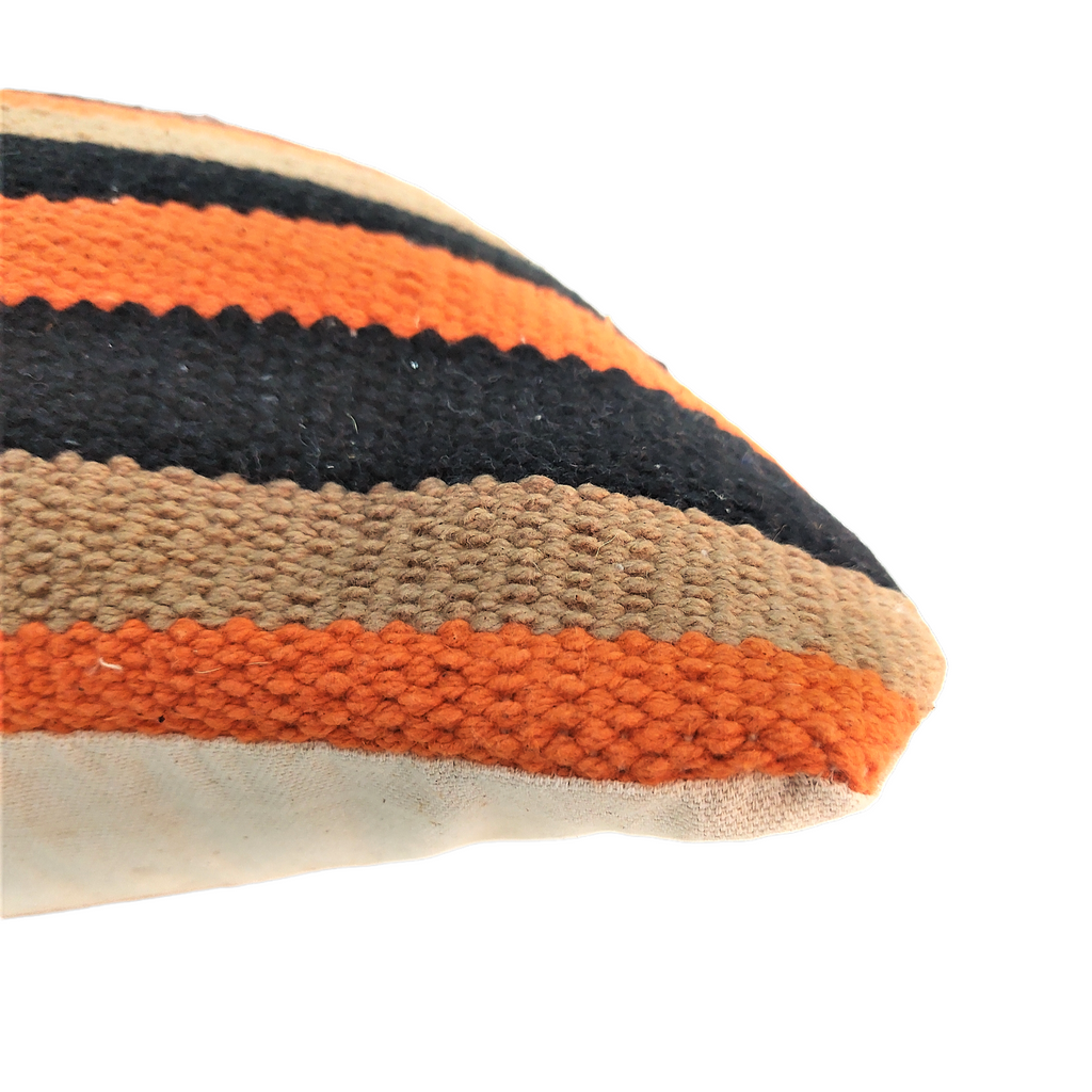 Perfectly Imperfect Jaipur Handwoven Striped Dhurrie Cotton Cushion Cover