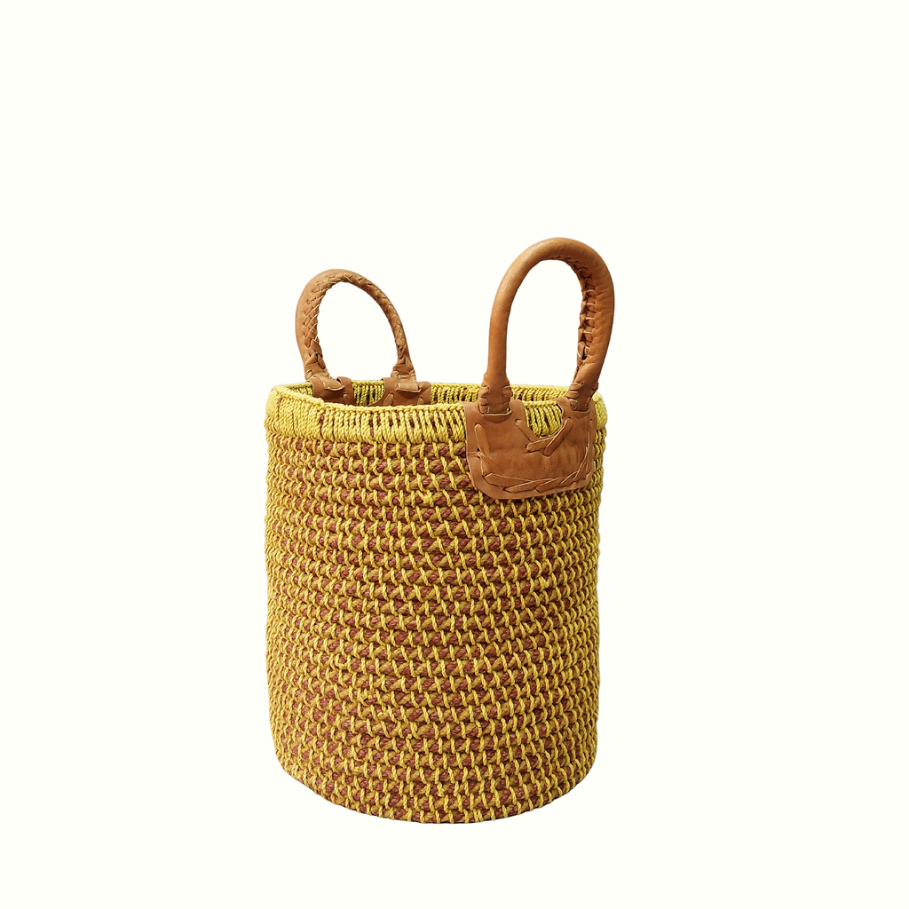 Manjal Mustard Jute and Cotton Coil Basket