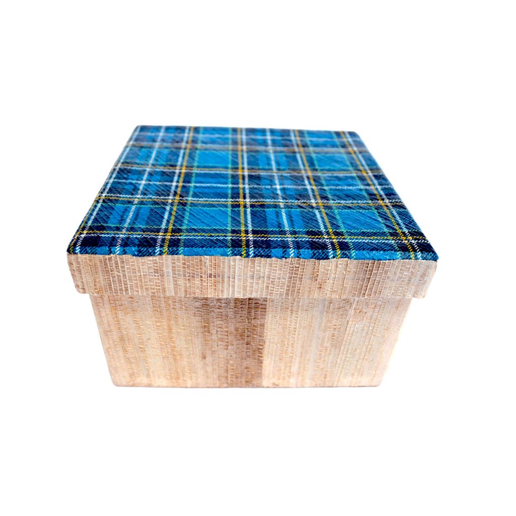 Kela Square Storage box - Blue Tartan