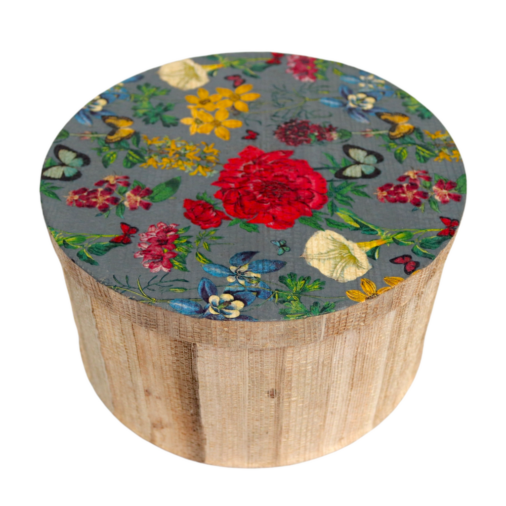 Kela Round Storage box - Grey Floral