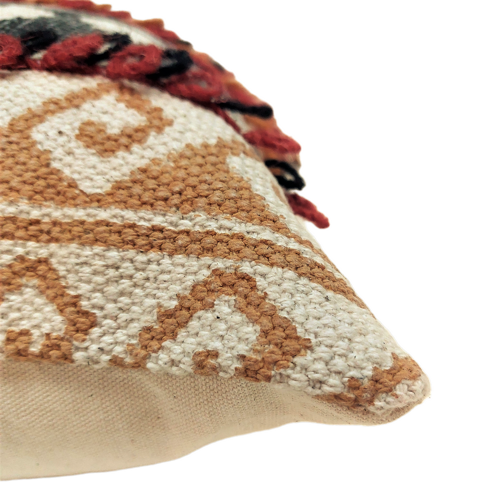 Perfectly Imperfect Palki Block Printed Cotton Cushion Cover with Trims