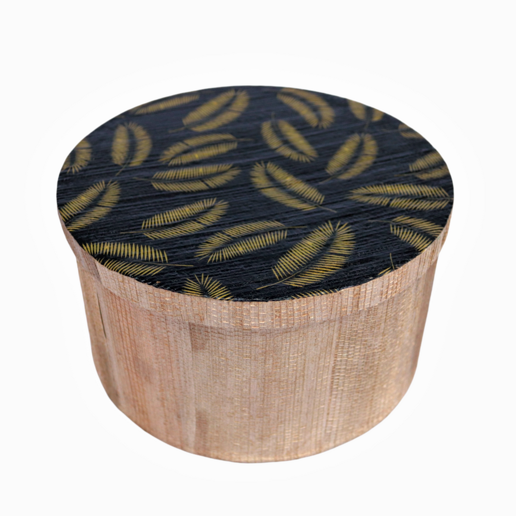 Kela Round Storage box - Black Palm