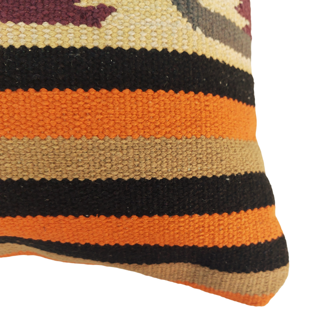 Perfectly Imperfect Jaipur Handwoven Striped Dhurrie Cotton Cushion Cover