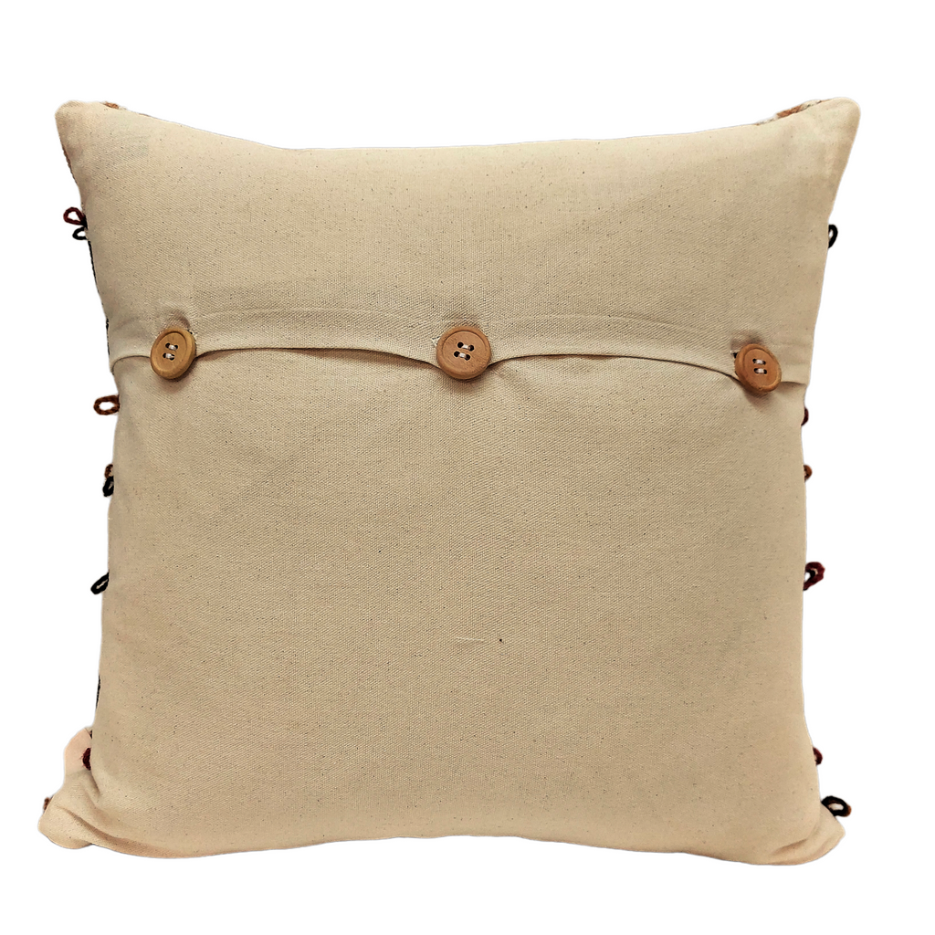 Perfectly Imperfect Palki Block Printed Cotton Cushion Cover with Trims