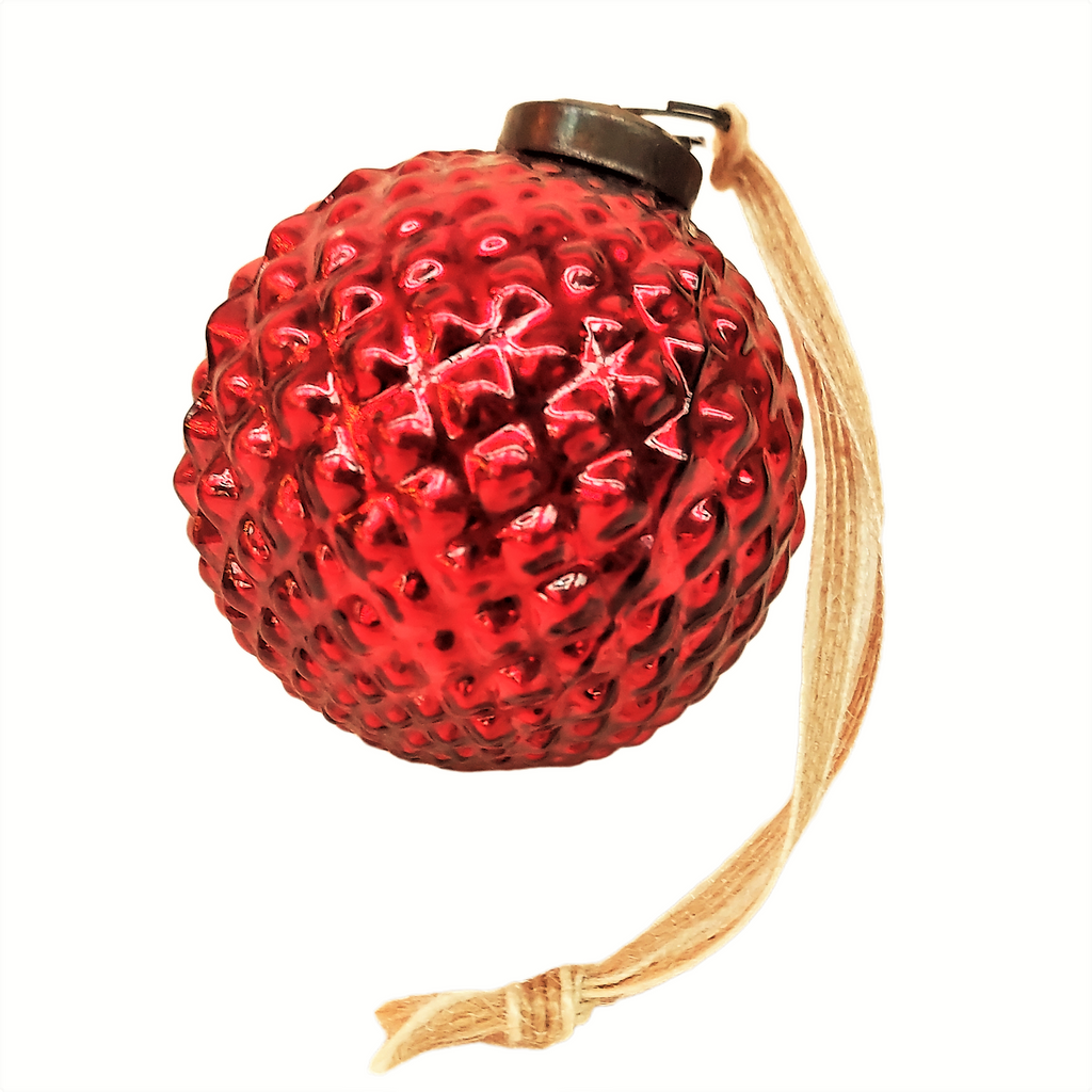 Sindoor Red Large Glass Baubles- Set of 4
